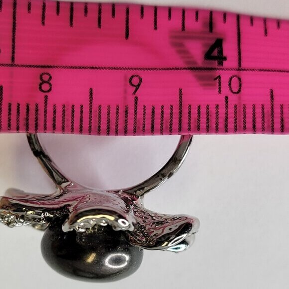 Genuine Grey Pearl and Swaroski Flower Ring Size 5.5 - Picture 10 of 12